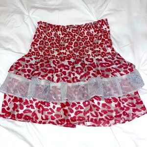 Q&A Smocked Red Mini Skirt